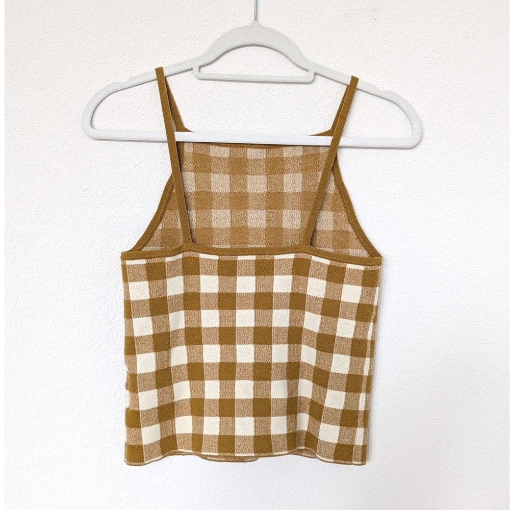 Madewell Gingham Sweater Tank Top Women S Yellow Retro Knit Halter Camisole - Picture 4 of 6
